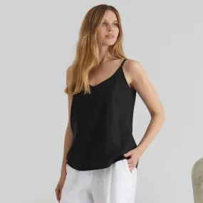 Black Linen Star Top