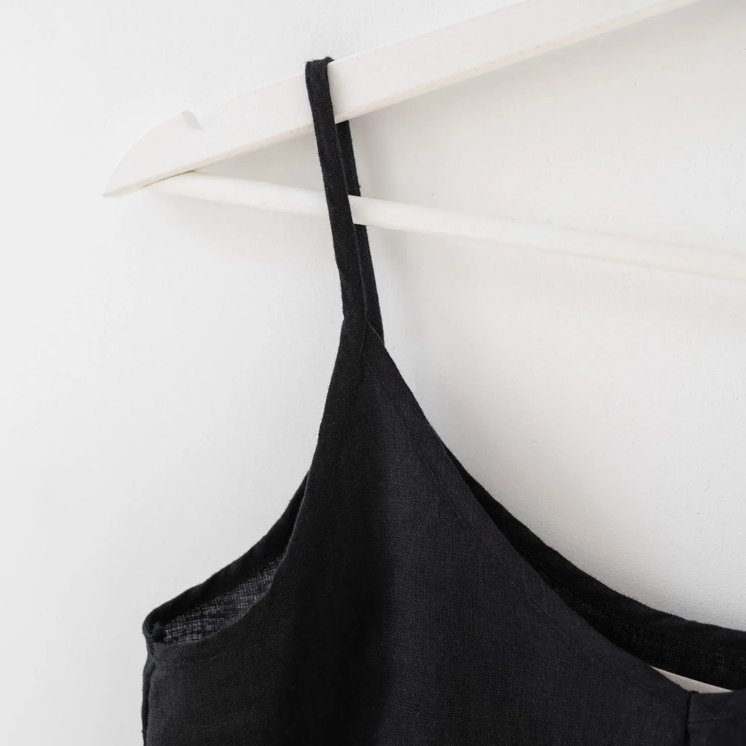 Black Linen Star Top