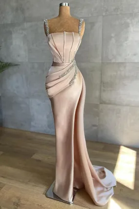 Champagne glitter evening dresses floor-length Prom Dress
