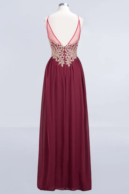 Chic Halter Burgundy Backless Bridesmaid Dress with Appliques