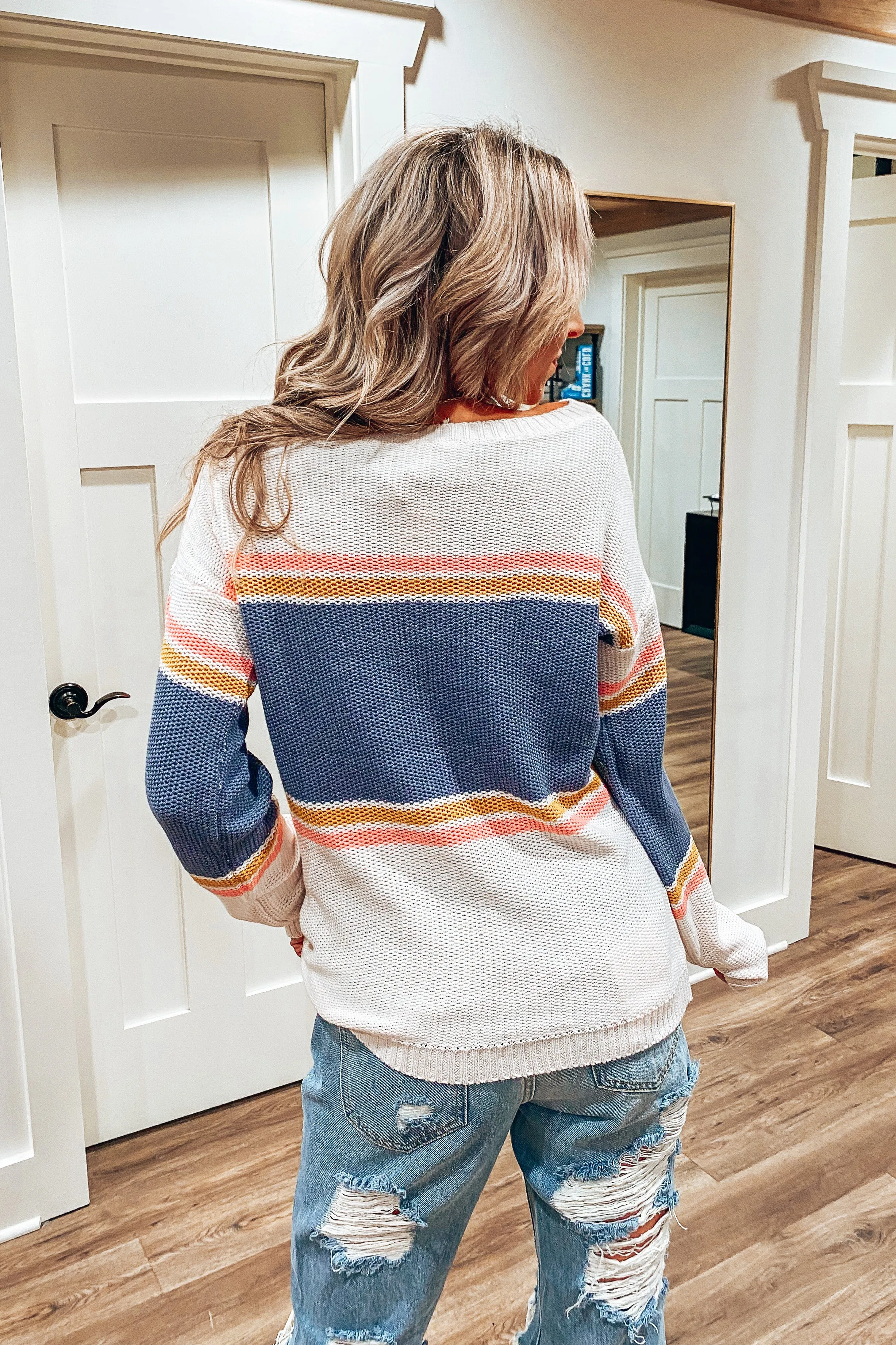 Cool Breeze Slate Color Block Sweater