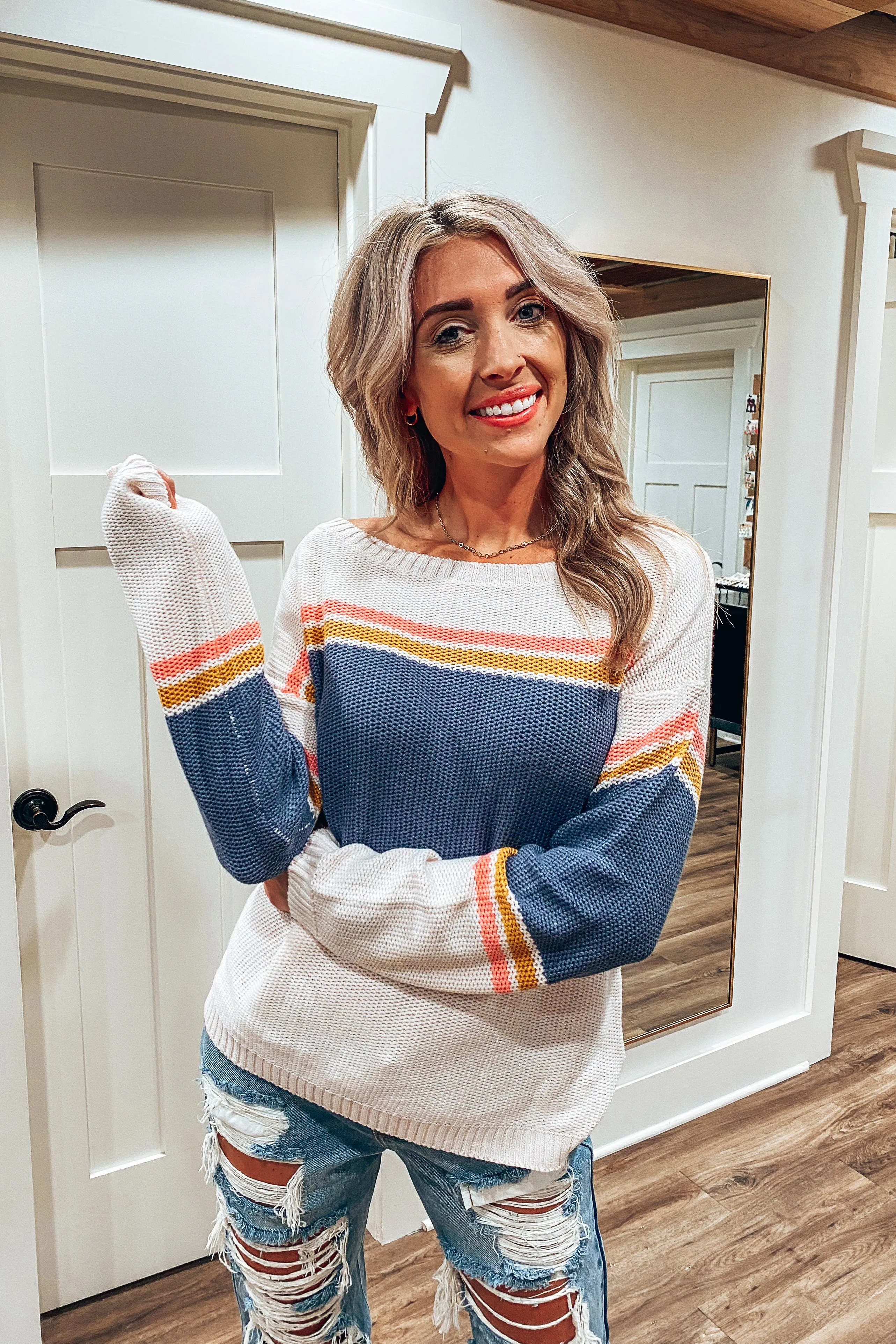 Cool Breeze Slate Color Block Sweater