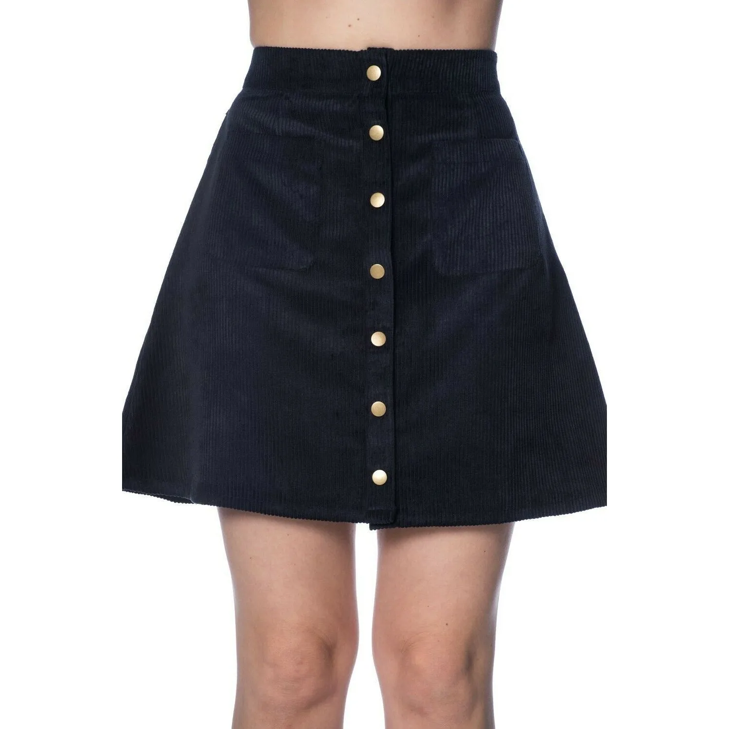 Erica Cord Navy High Waist Womens Skirt