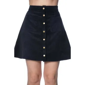 Erica Cord Navy High Waist Womens Skirt
