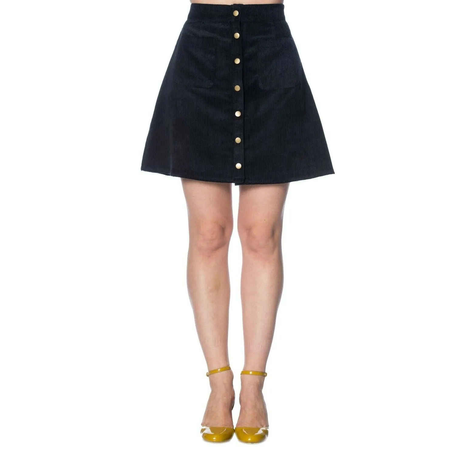 Erica Cord Navy High Waist Womens Skirt