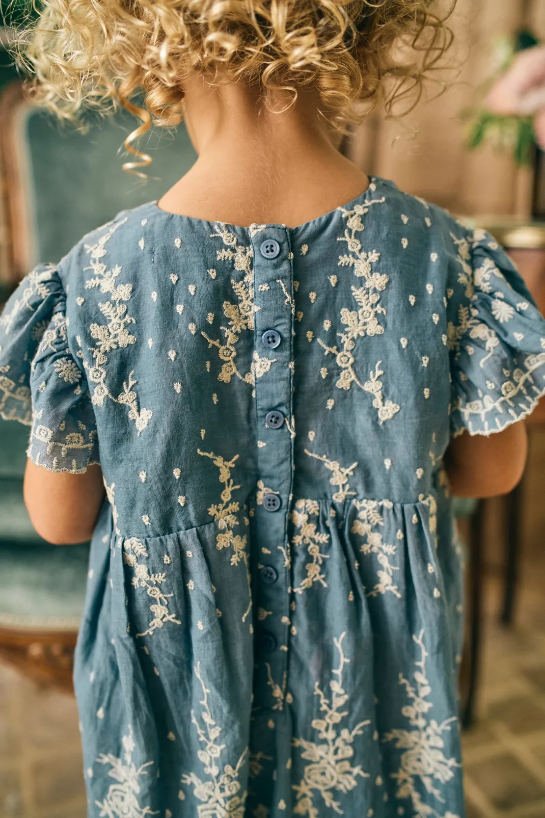 Georgia Dress in Wedgewood Eyelet