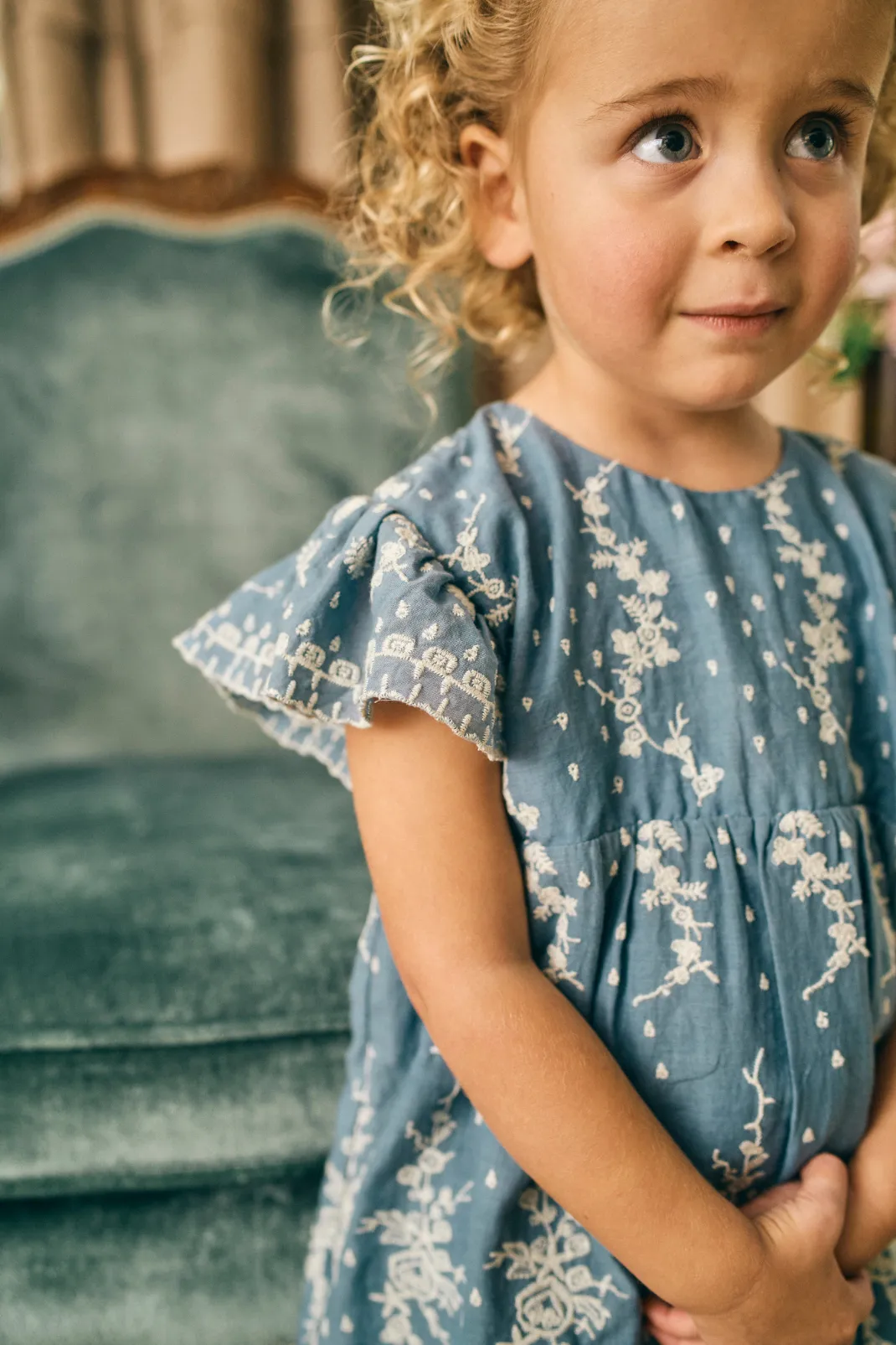 Georgia Dress in Wedgewood Eyelet