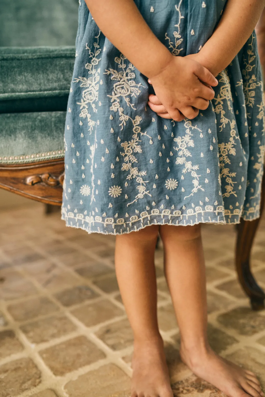 Georgia Dress in Wedgewood Eyelet