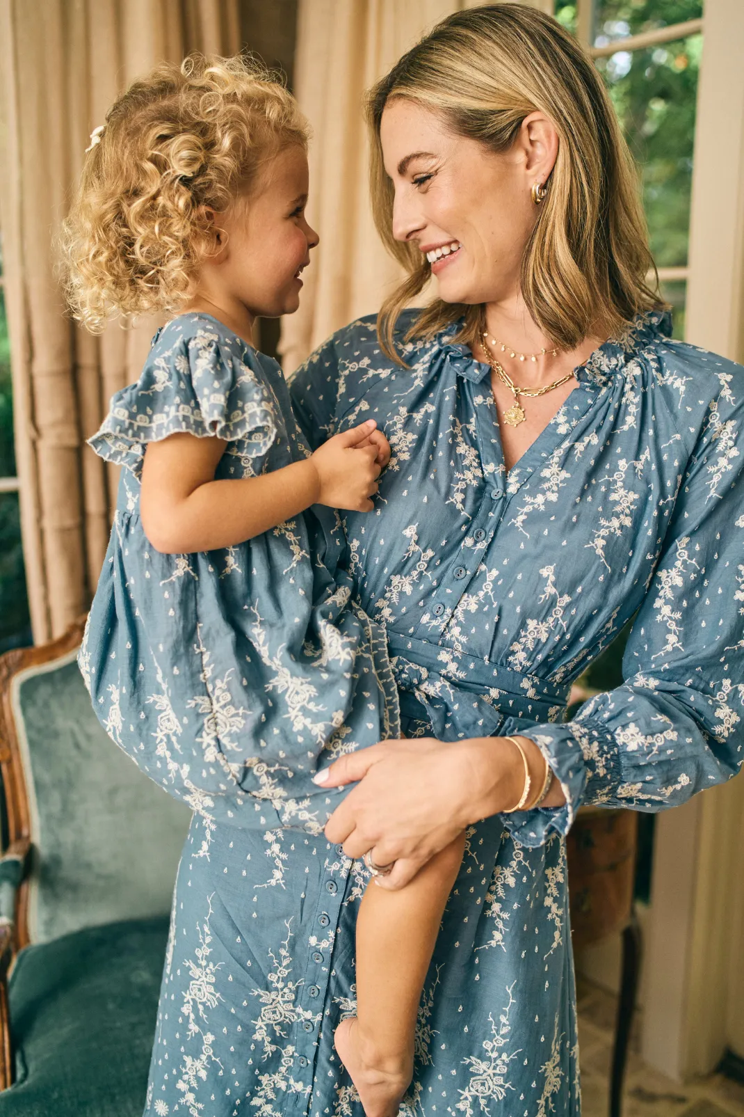 Georgia Dress in Wedgewood Eyelet
