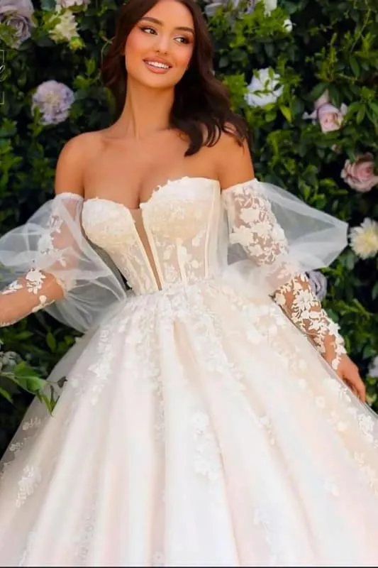 Gorgeous Sweetheart Princess Ball Gown Tulle Lace Appliques Aline Wedding Dresses
