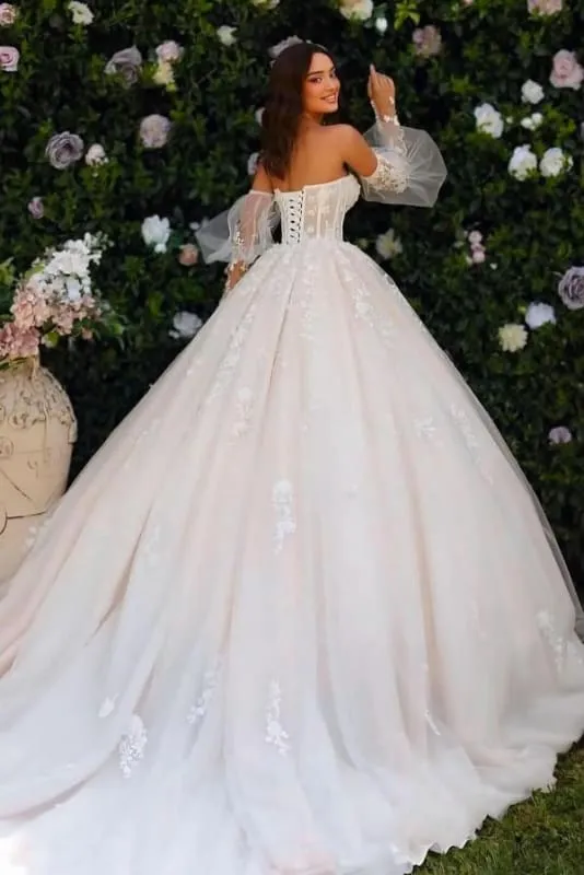 Gorgeous Sweetheart Princess Ball Gown Tulle Lace Appliques Aline Wedding Dresses