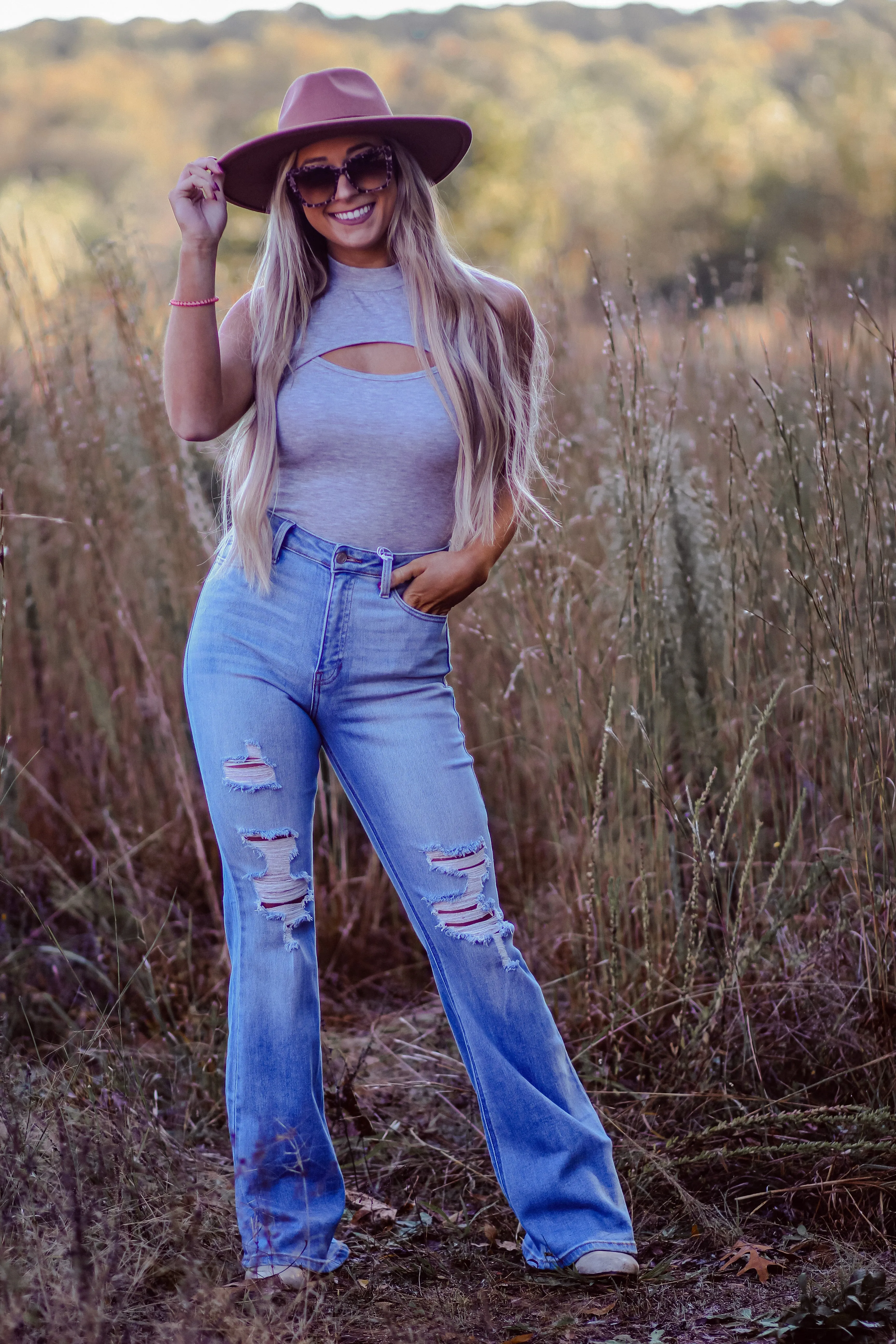 Heather Grey Cutout Detail Bodysuit