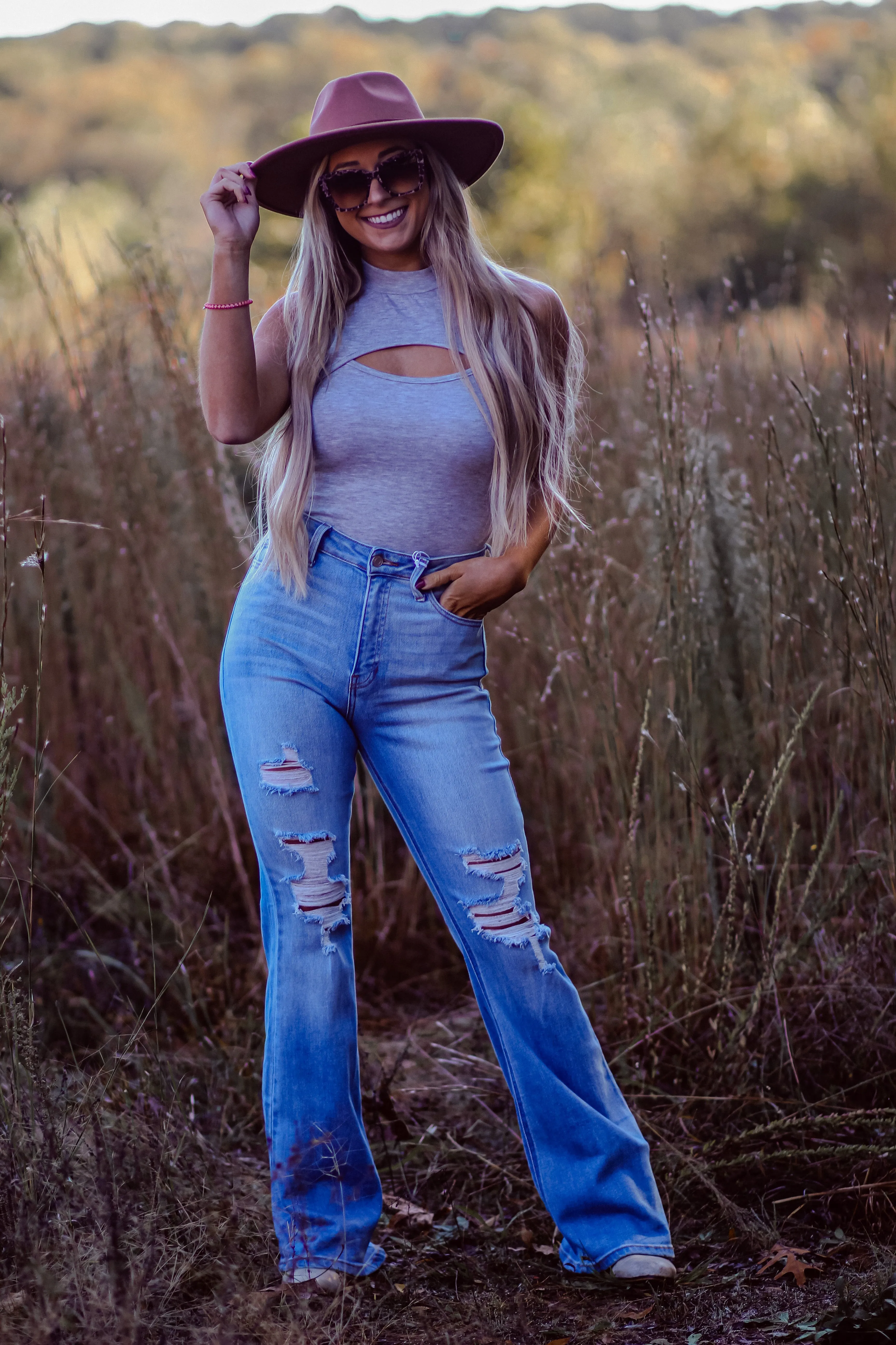 Heather Grey Cutout Detail Bodysuit
