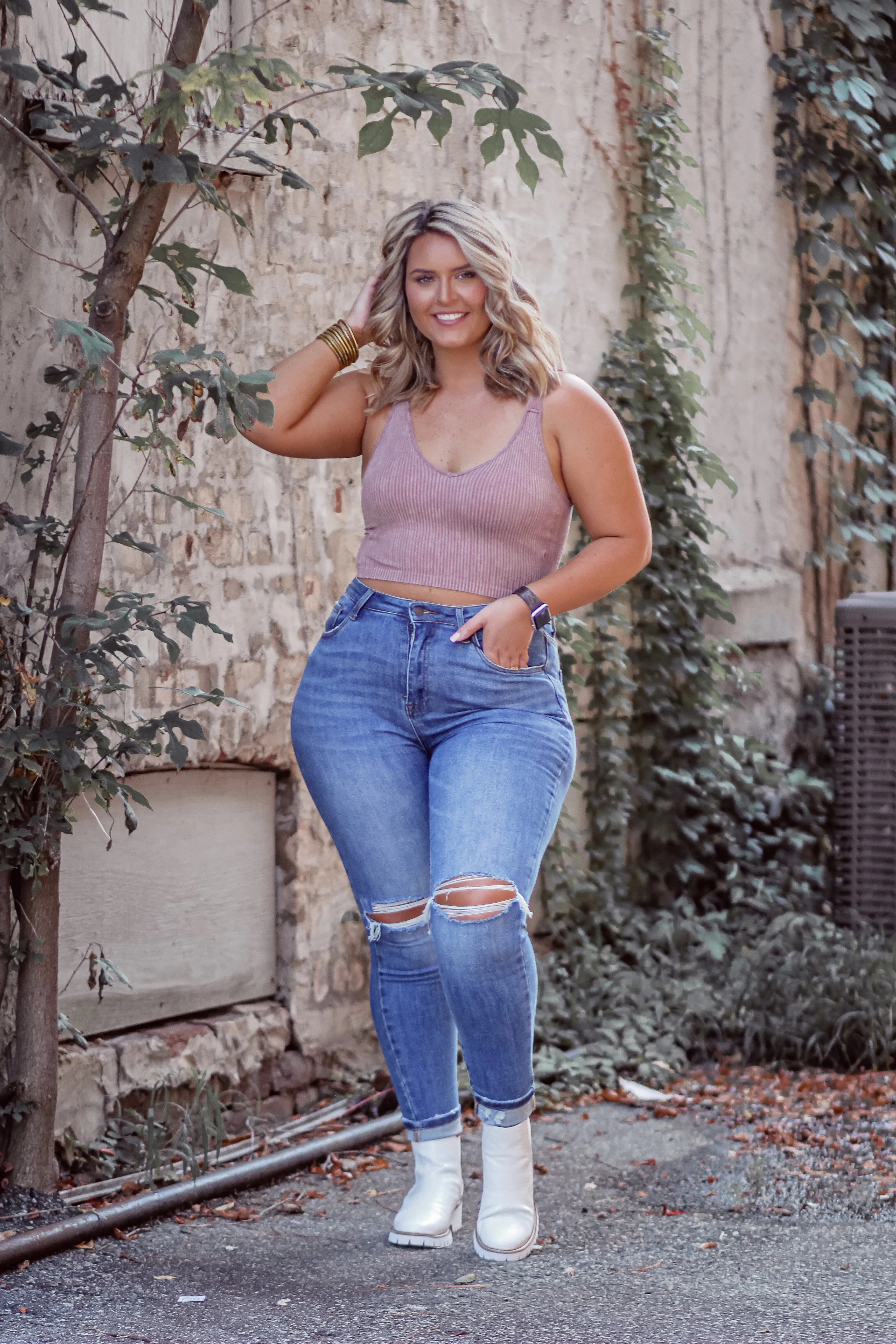 Mauve Seamless Ribbed Brami