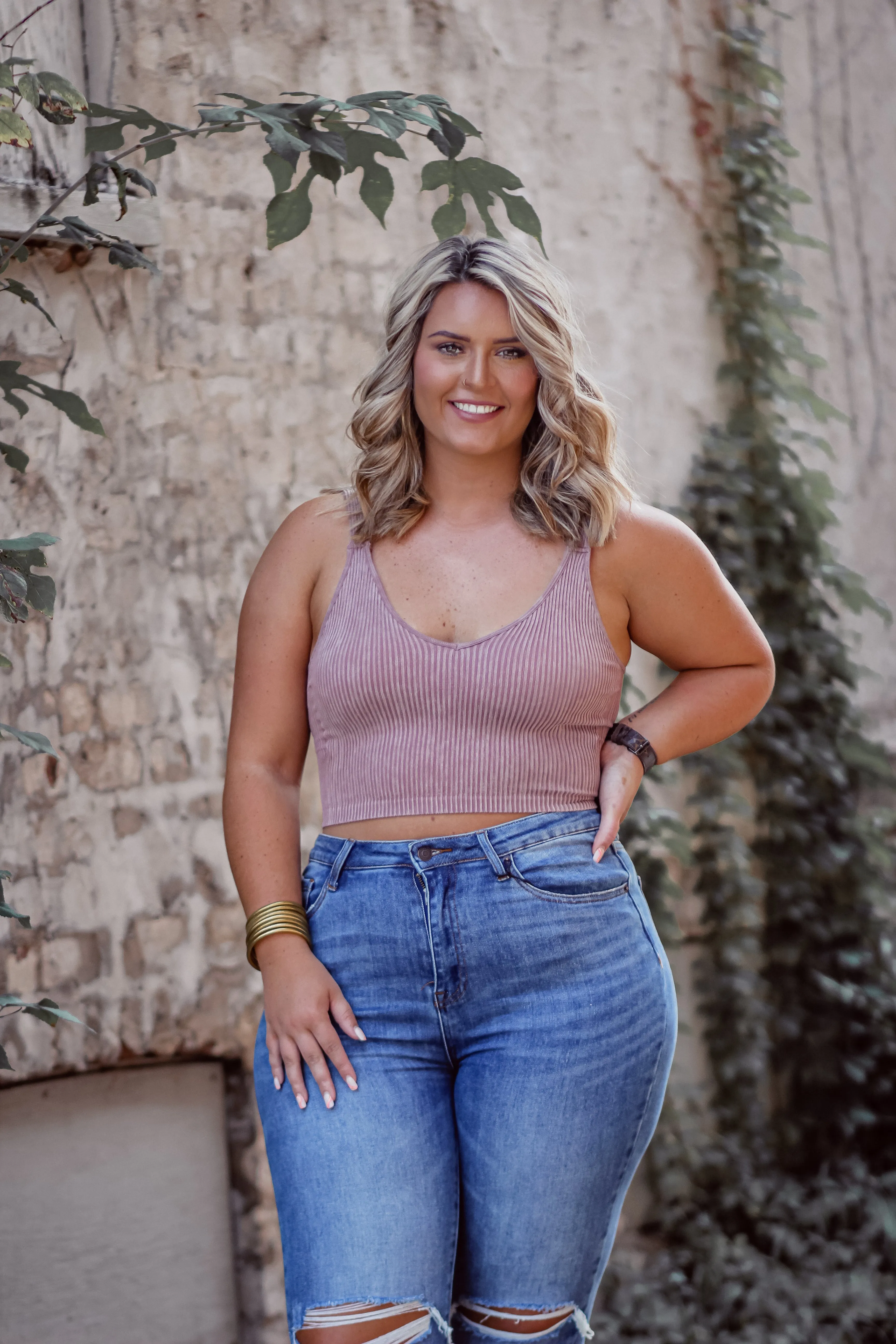Mauve Seamless Ribbed Brami