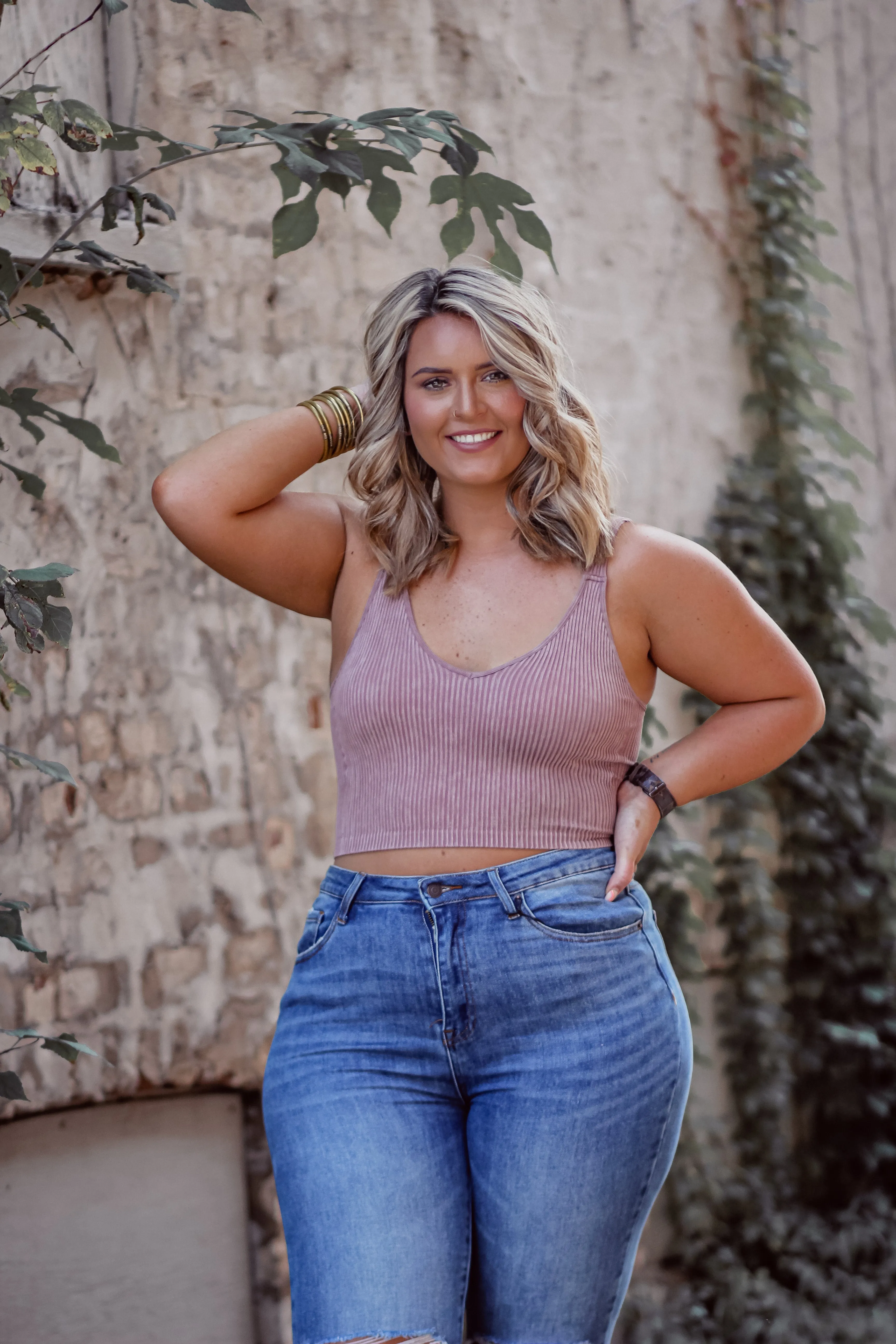 Mauve Seamless Ribbed Brami