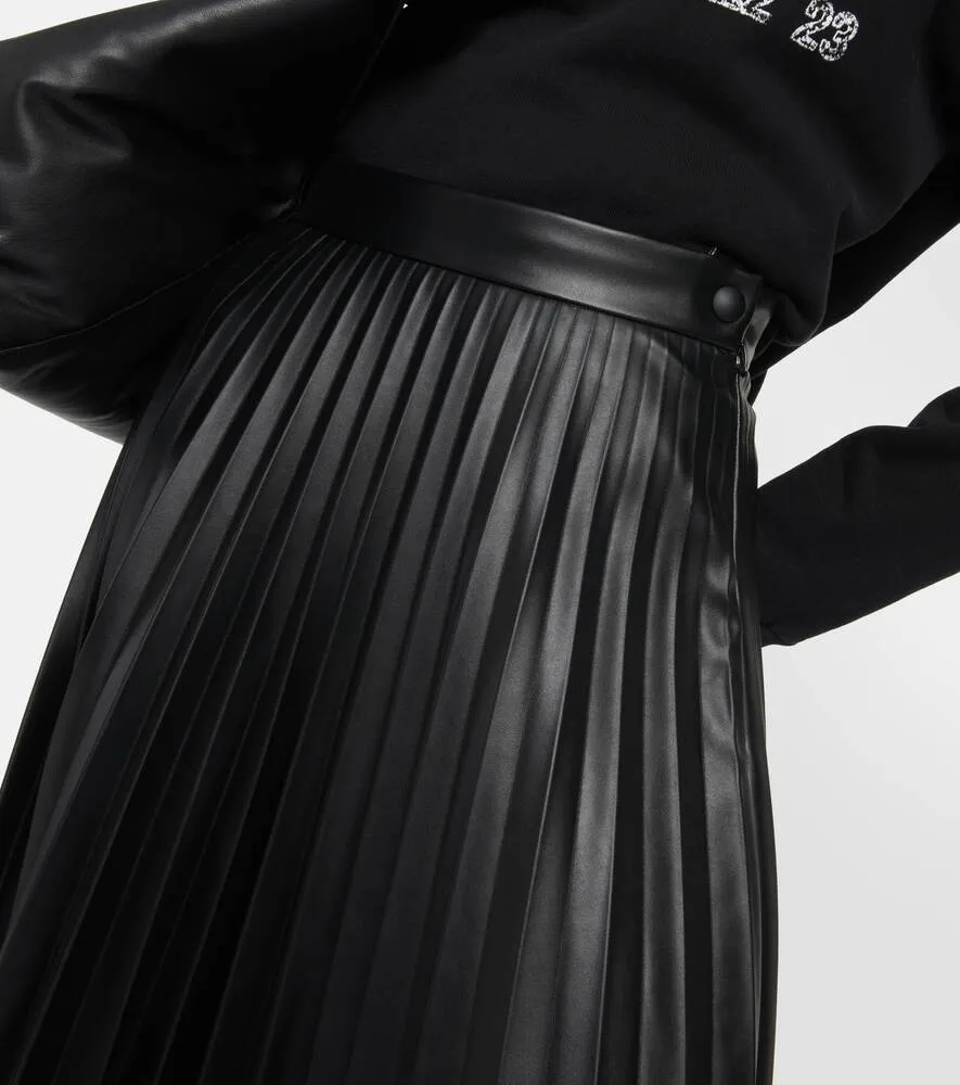 Midi skirt with pleats and high waist MM6 MAISON MARGIELA, black