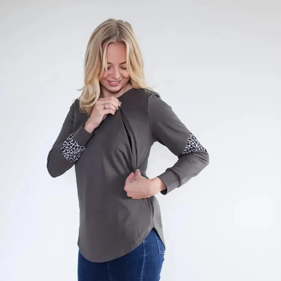 Milkbar Brooklyn Sweater | Khaki/Leopard