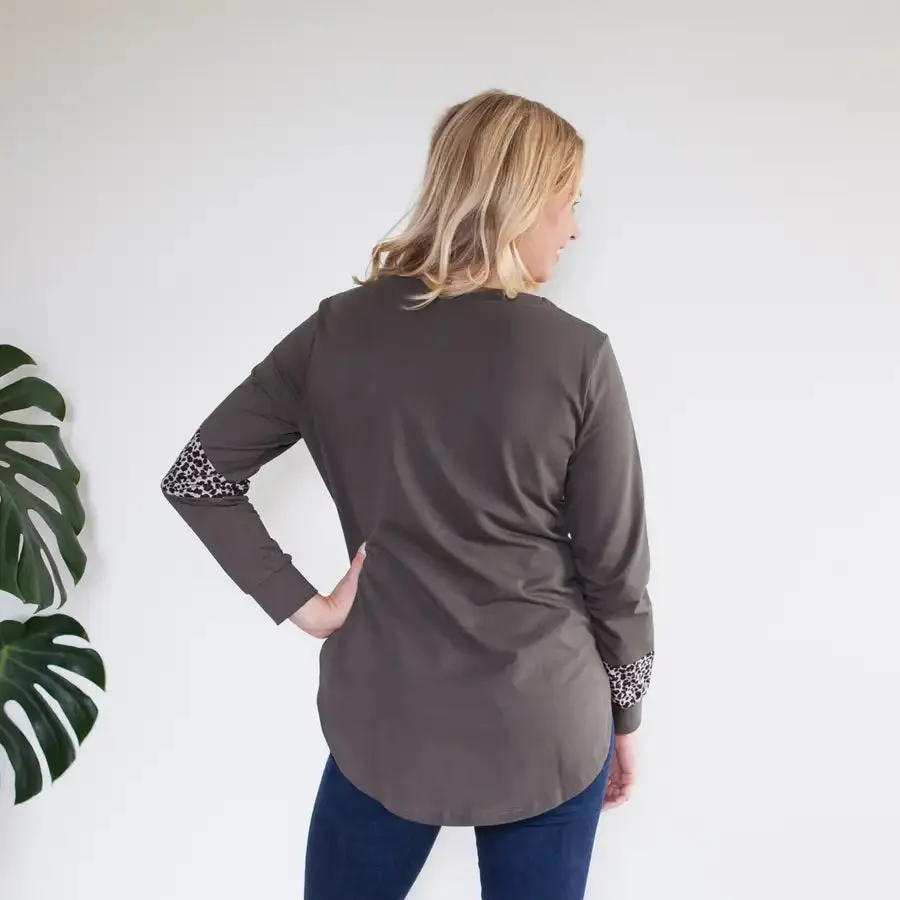 Milkbar Brooklyn Sweater | Khaki/Leopard