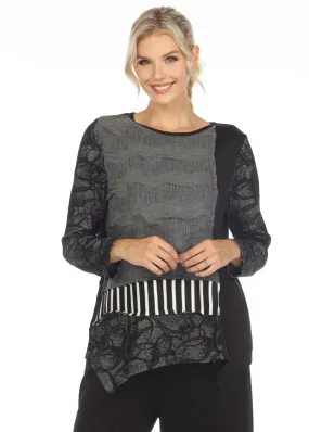 Moonlight Mixed-Media Stripe Sweater Tunic Top - 3422