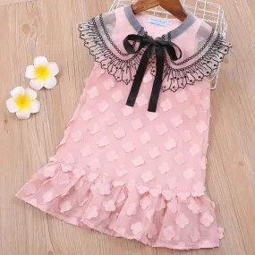 Pink applique bow dress