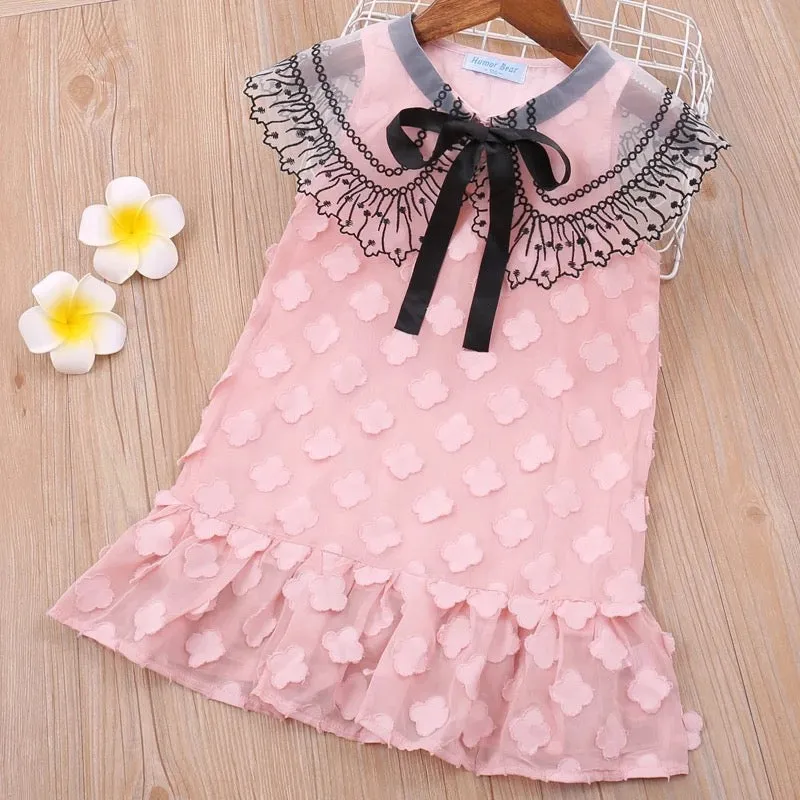 Pink applique bow dress