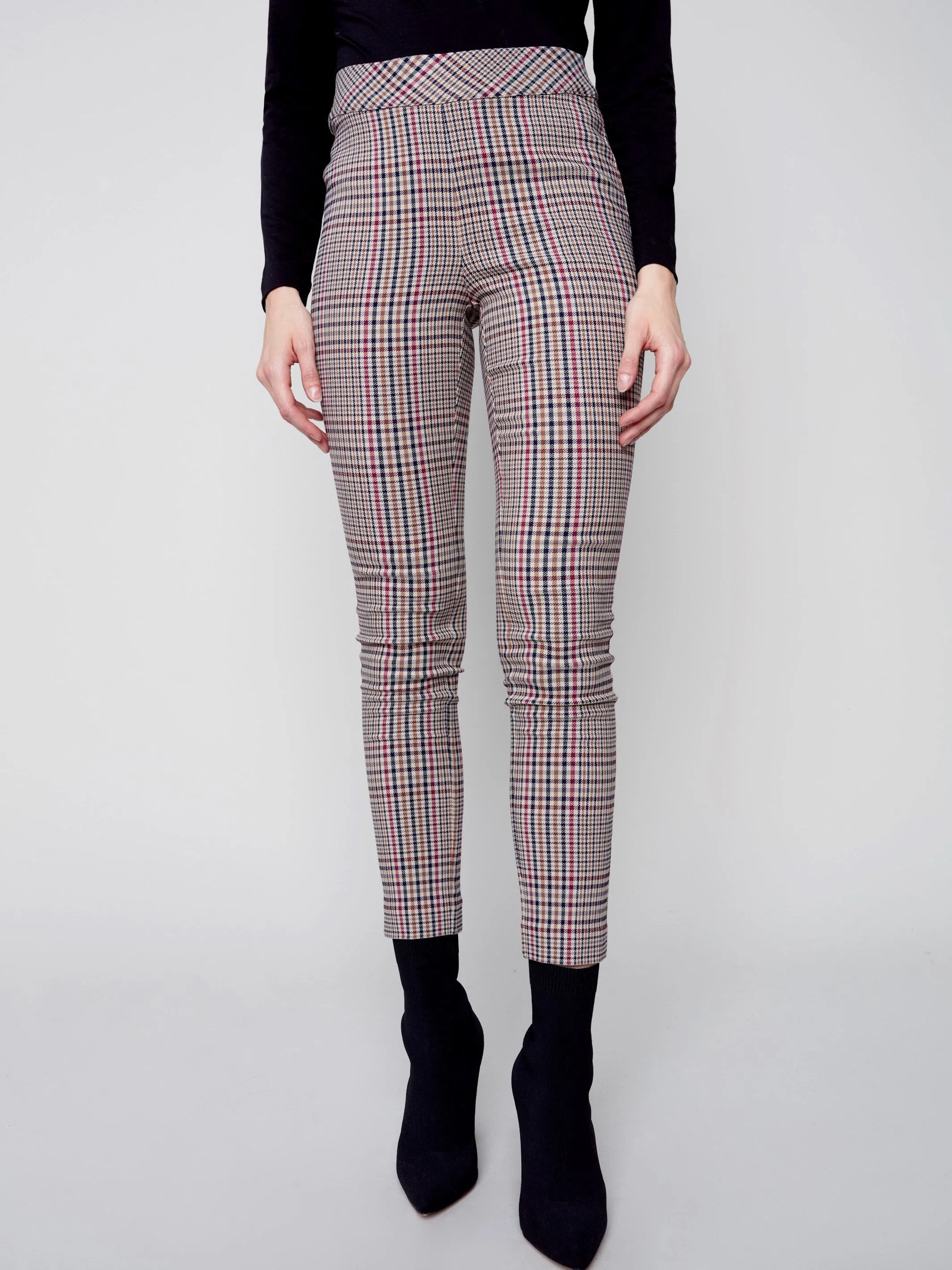 Plaid Pull-On Pants - Port
