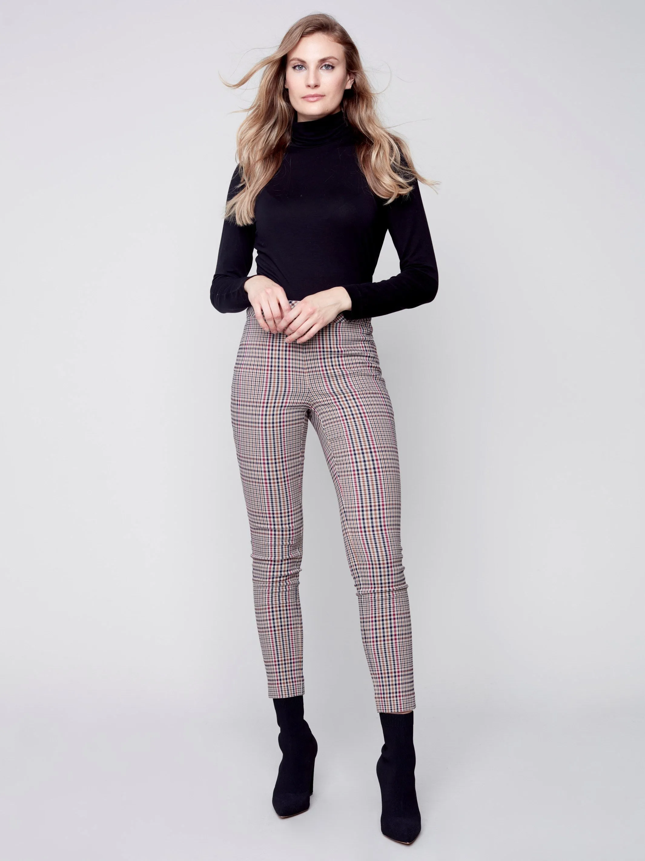 Plaid Pull-On Pants - Port