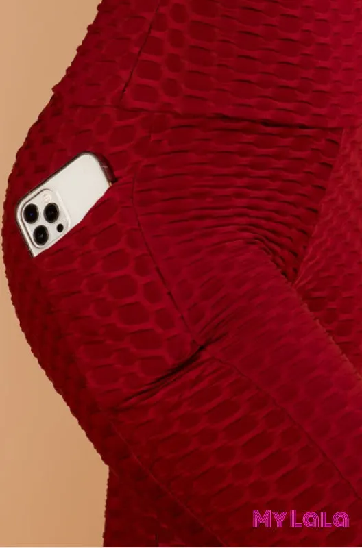Pocket Booty Lift Bermuda Shorts (Burgundy)
