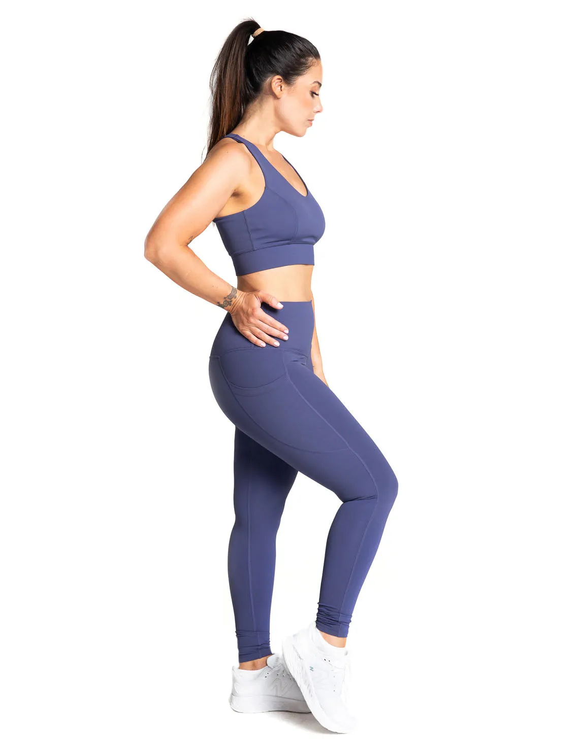 Power High-Waist Leggings with Pockets, Navy