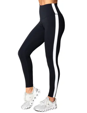 Power High-Waist Leggings with Stripes, Black/White