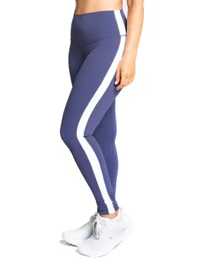 Power High-Waist Leggings with Stripes, Navy/White
