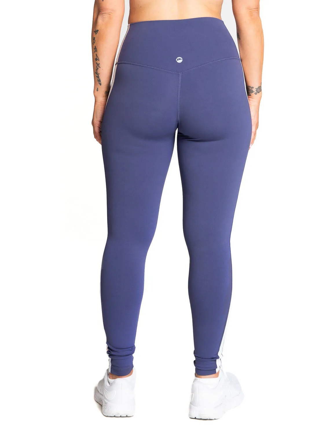 Power High-Waist Leggings with Stripes, Navy/White