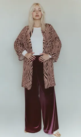 R206343 - Printed Kimono - Brown Zebra Pattern