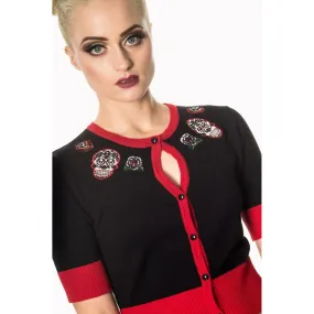 Red Rose Candy Skulls  Cardigan