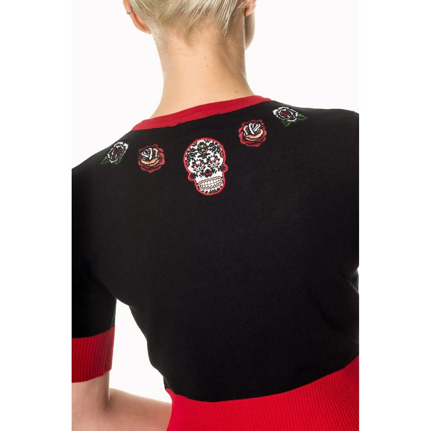 Red Rose Candy Skulls  Cardigan
