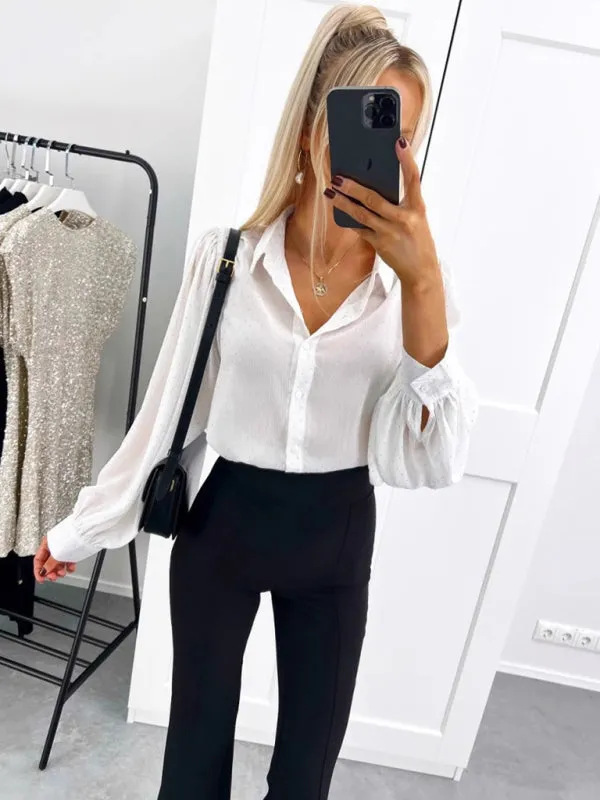Sleek Shimmering White Office Shirt