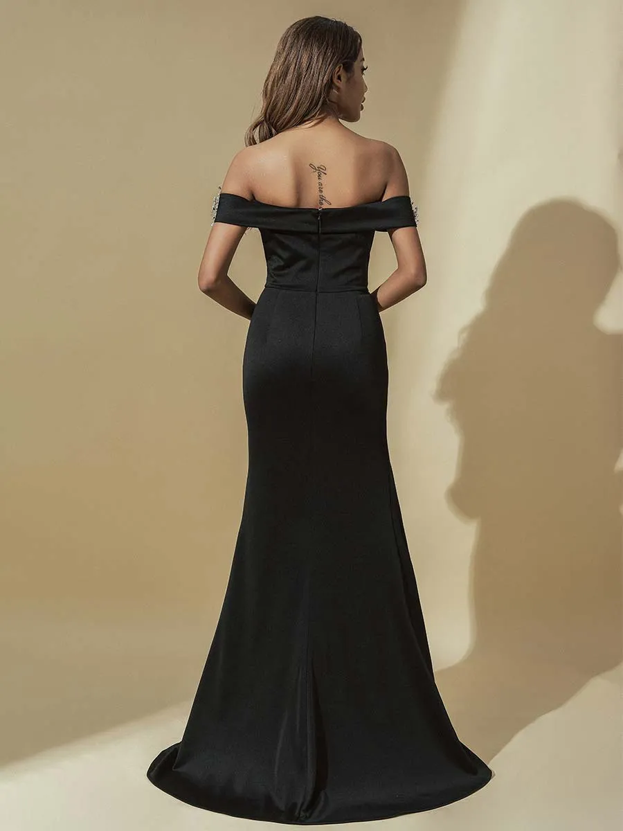 Strapless Black Bridesmaid Dress Petite Prom Slim