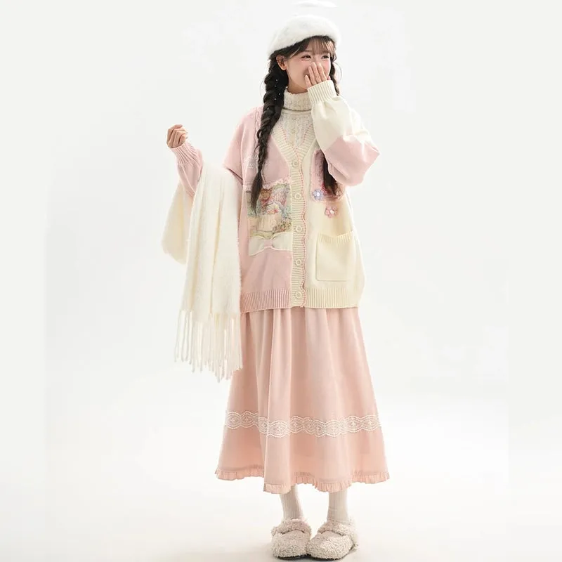 Sweet Girl Style Pink High Waist Skirt