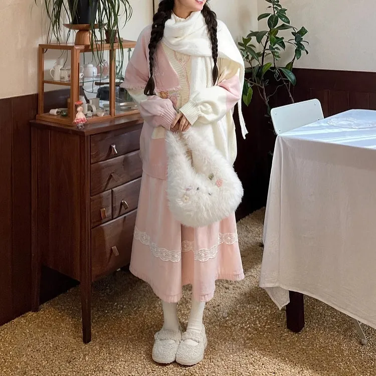 Sweet Girl Style Pink High Waist Skirt