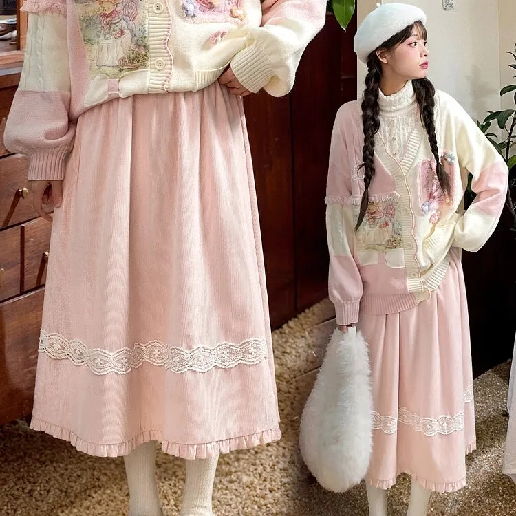 Sweet Girl Style Pink High Waist Skirt